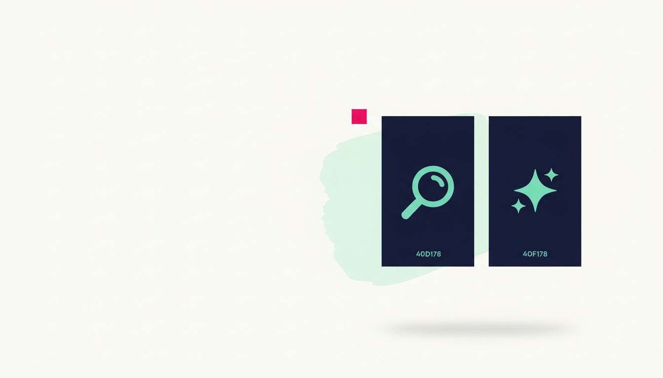 Two side-by-side panels representing an SEO audit and an AI visibility check